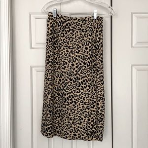 Cheetah satin midi skirt